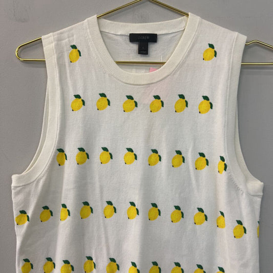 J Crew White/ Yellow Lemon Print Tank Large