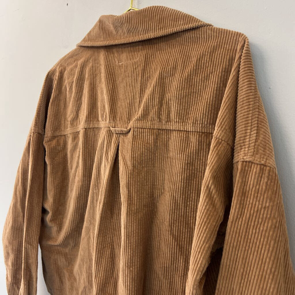 American Eagle Brown Cropped Corduroy Long Sleeve Button Down Top Medium