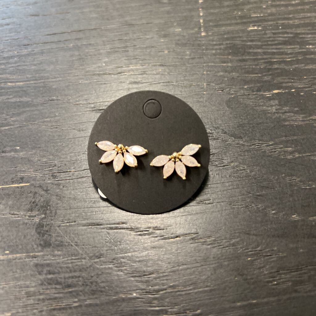 Dainty Gold/ Stone Half Flower Stud Earrings