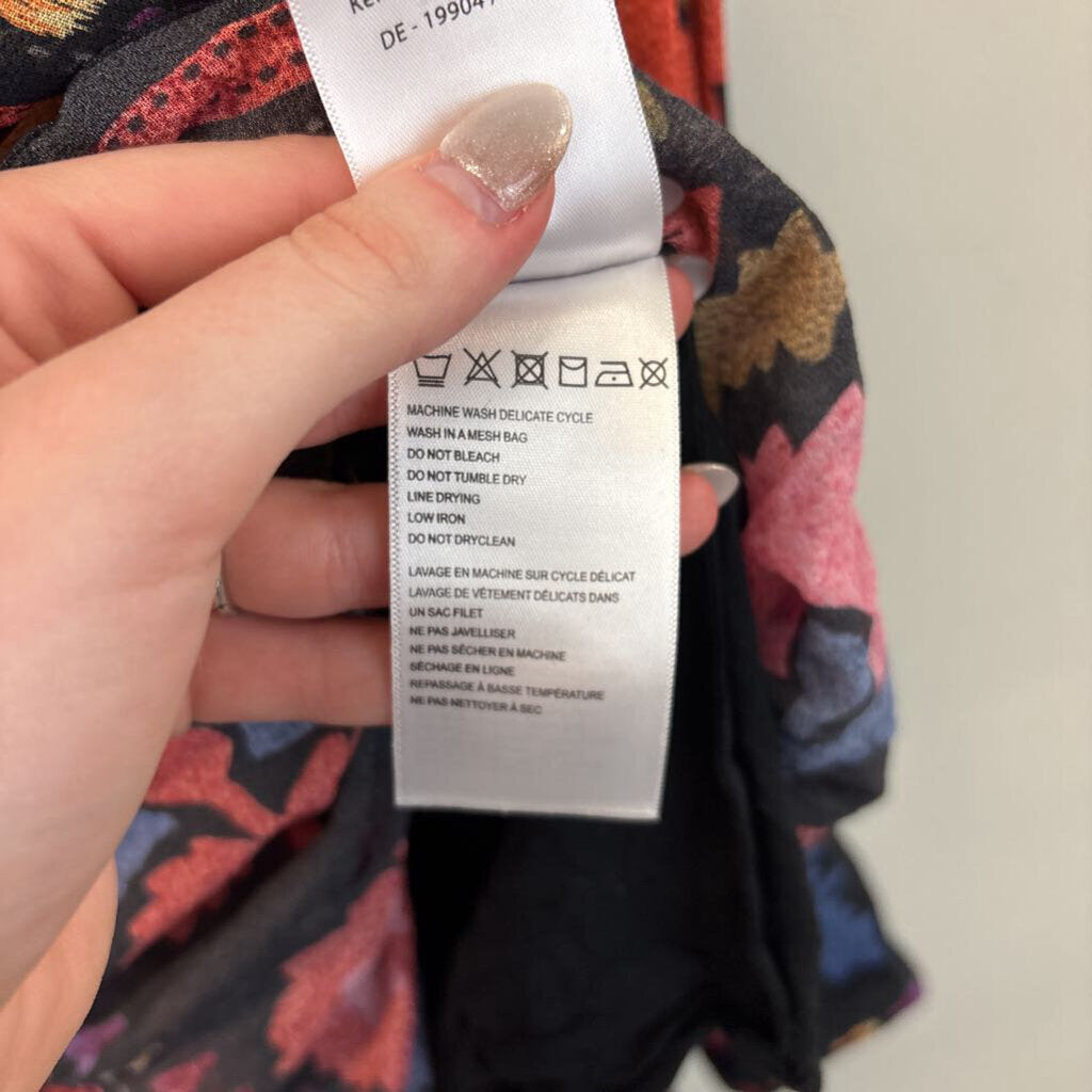 Farm Rio Black/ Multi Flowers Tapestry Mini Dress Extra Small