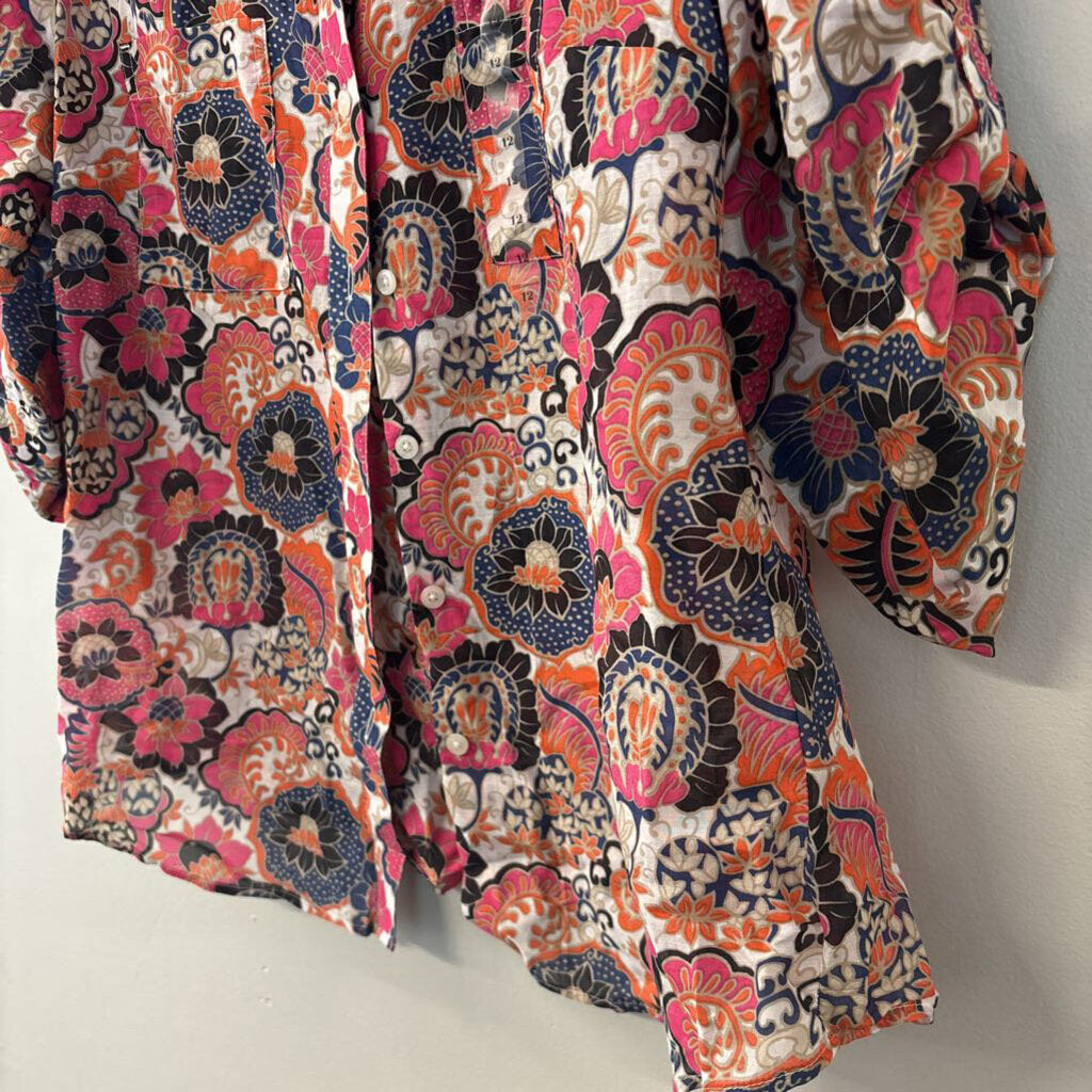 Ann Taylor Pink/ Multi Print Button Down Top 12