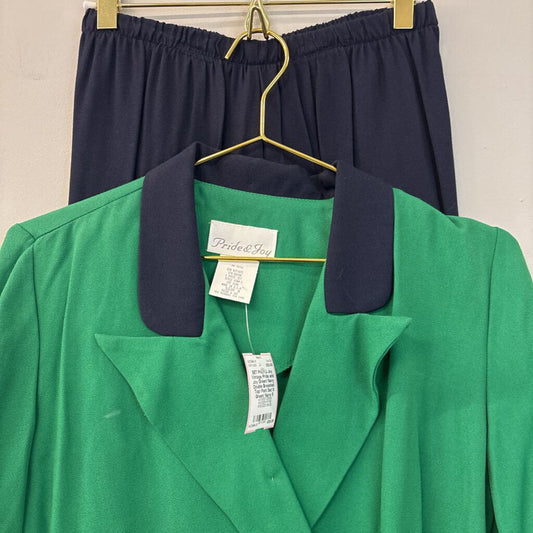 Vintage Pride and Joy Green/ Navy Double Breasted Top/ Pant Set 8