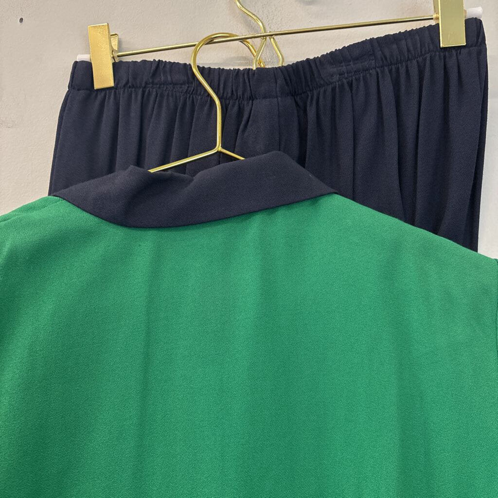 Vintage Pride and Joy Green/ Navy Double Breasted Top/ Pant Set 8
