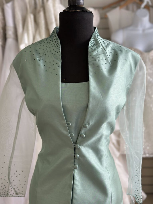 Jessica Howard Green Jacket/ Dress Set Long Formal Dress 6