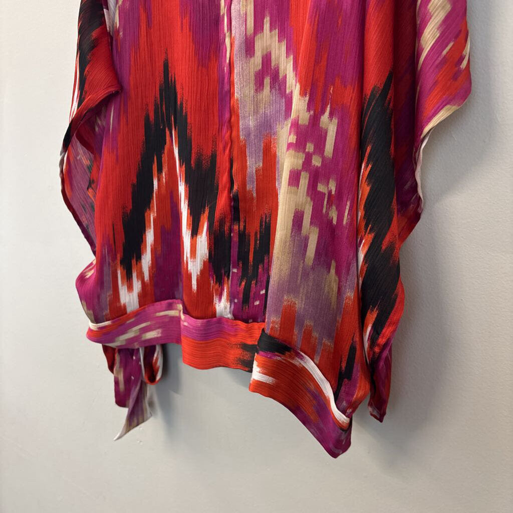 Heart Soul Red/ Multi Print Cold Shoulder Top Medium