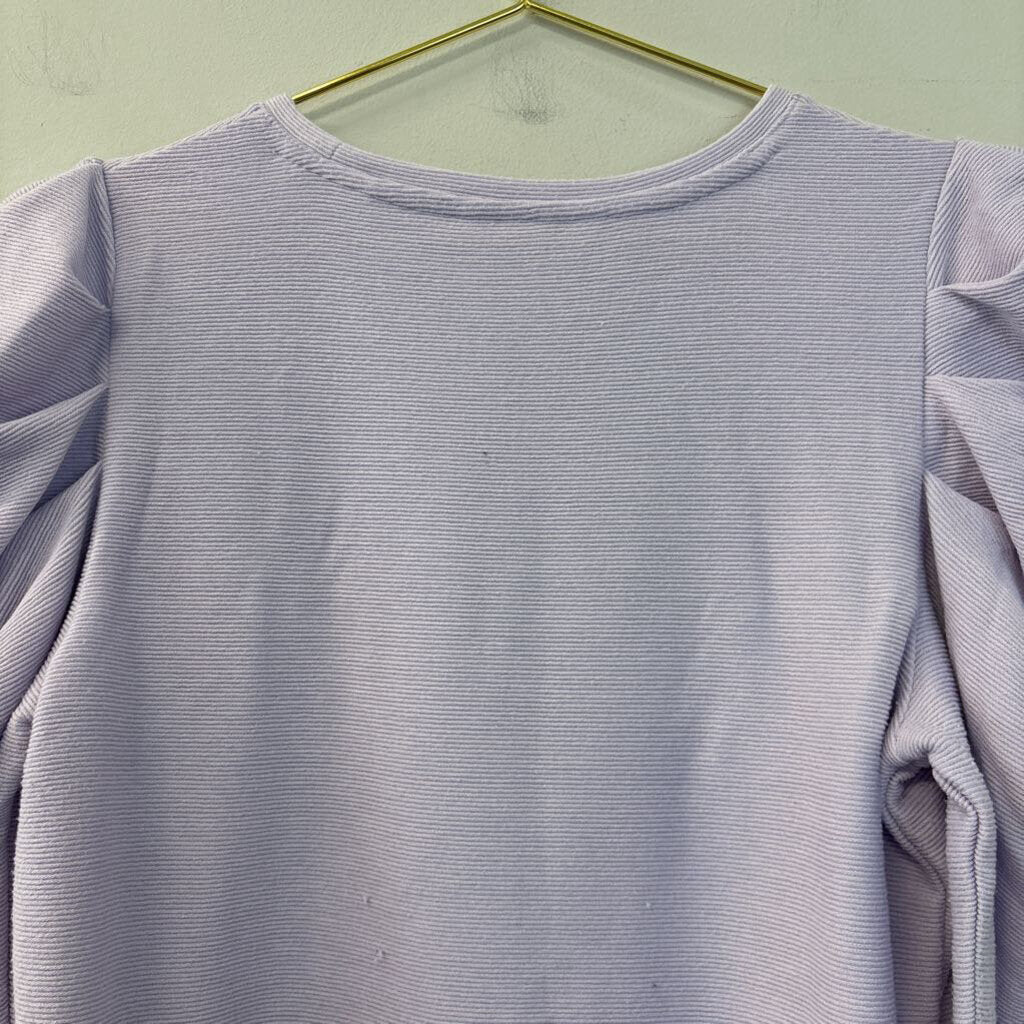 Nine West Purple Ribbed Puff Shoulder Long Sleeve Top Medium
