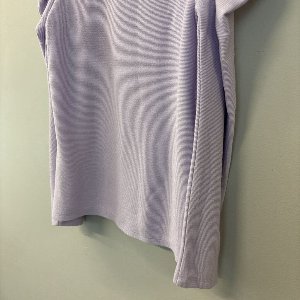 Nine West Purple Ribbed Puff Shoulder Long Sleeve Top Medium