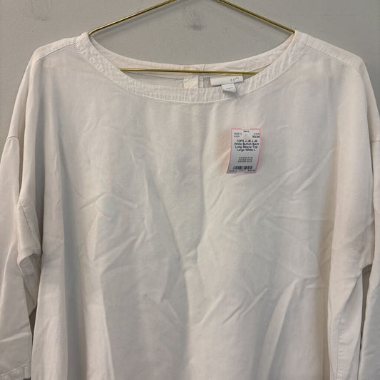 J Jill White Button Back Long Sleeve Top Large