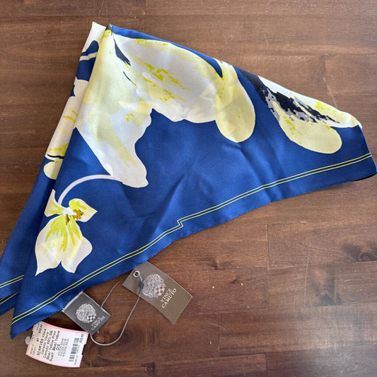Vince Camuto 100% Silk Blue/ Yellow Print Scarf