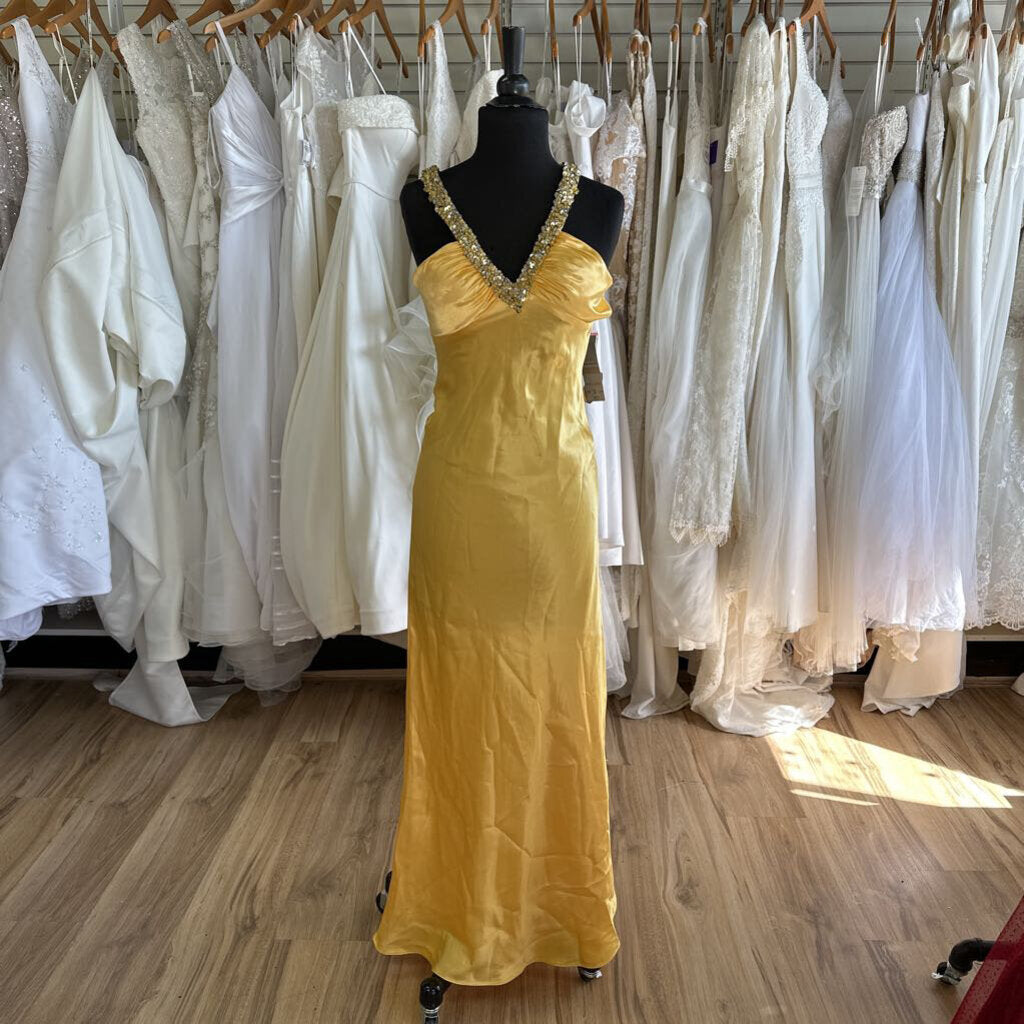 Faviana Beaded Strap Silky Long Dress 0