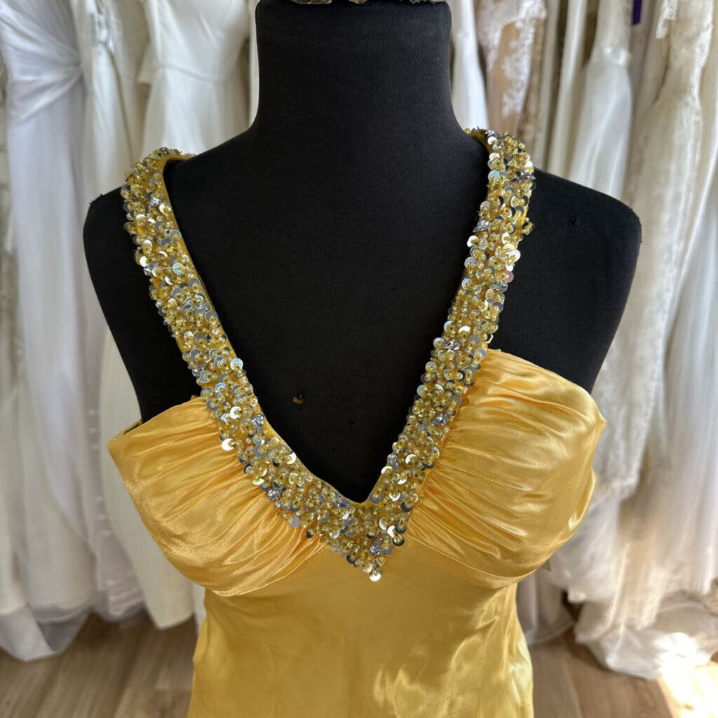 Faviana Beaded Strap Silky Long Dress 0