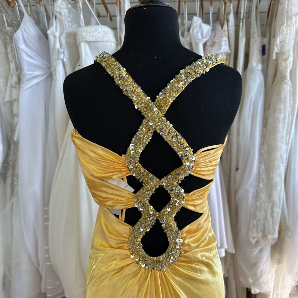 Faviana Beaded Strap Silky Long Dress 0