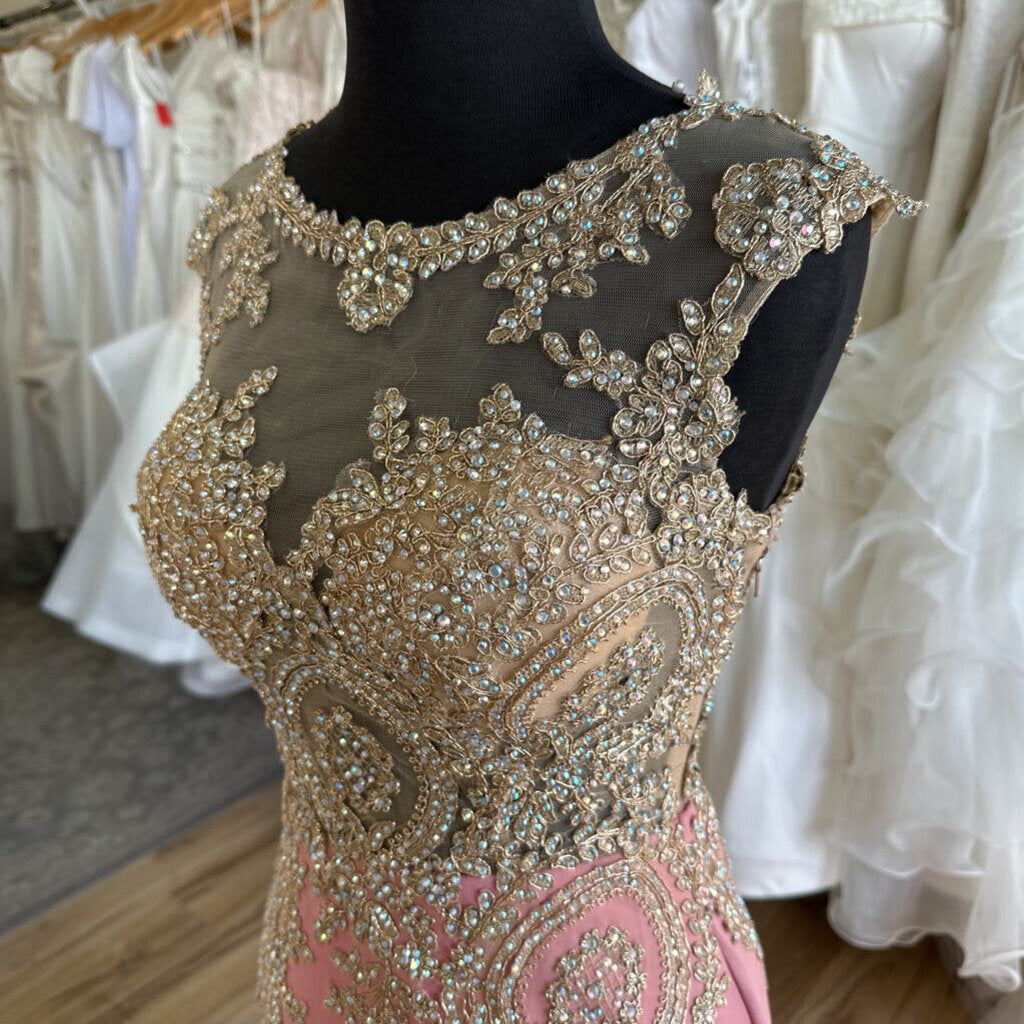 Abby Paris Lace Mesh Top Long Formal 2