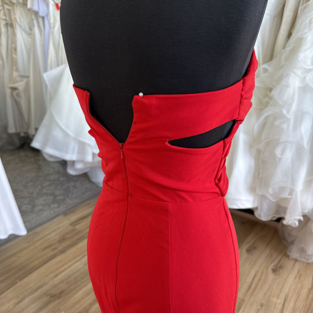 Strapless Peek-a-Boo Front Long Formal Dress 0