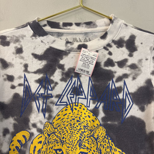 Def Leppard White/ Grey Tiger Logo Cropped Pullover Extra Small
