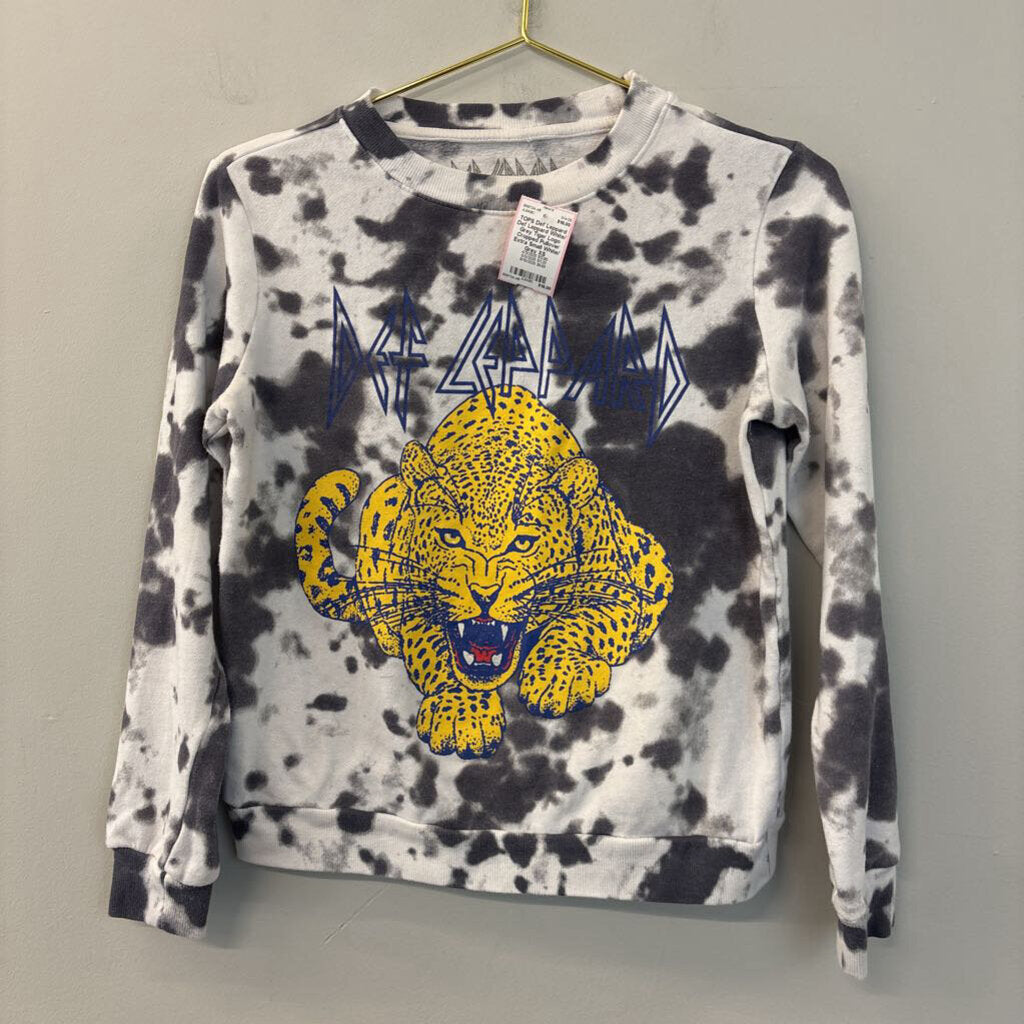 Def Leppard White/ Grey Tiger Logo Cropped Pullover Extra Small