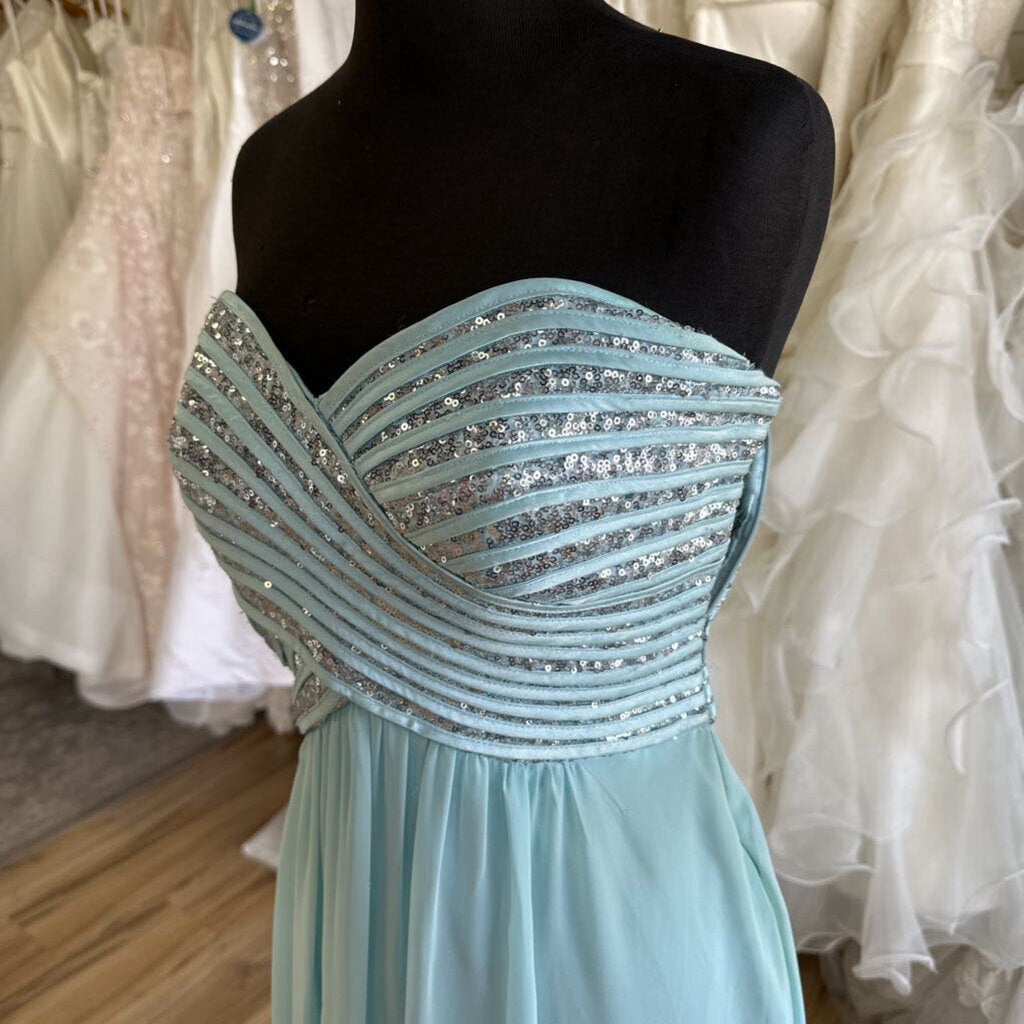 Morgan & Co Strapless Sequin Top Long Formal 9/10