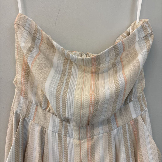 White House Black Market Cream/ Multi Striped Strapless Jumpsuit 6