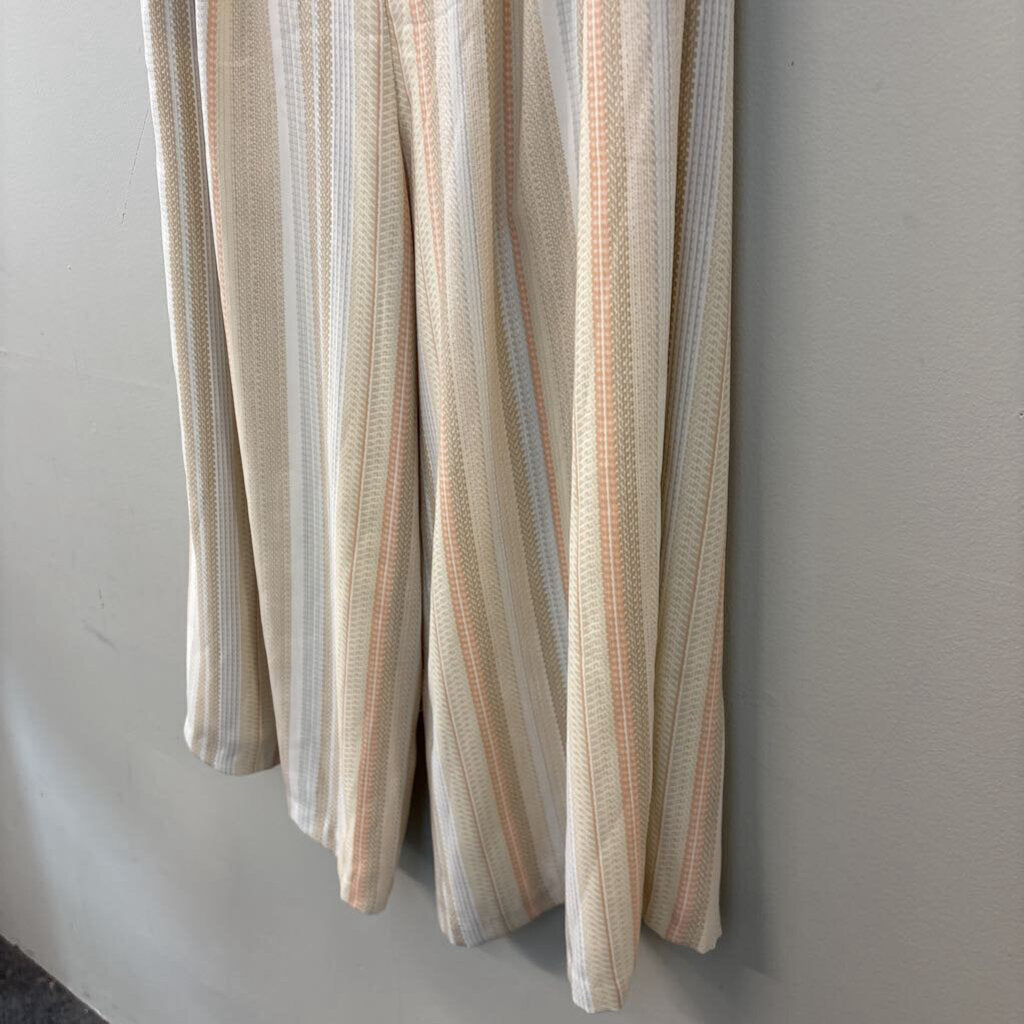 White House Black Market Cream/ Multi Striped Strapless Jumpsuit 6