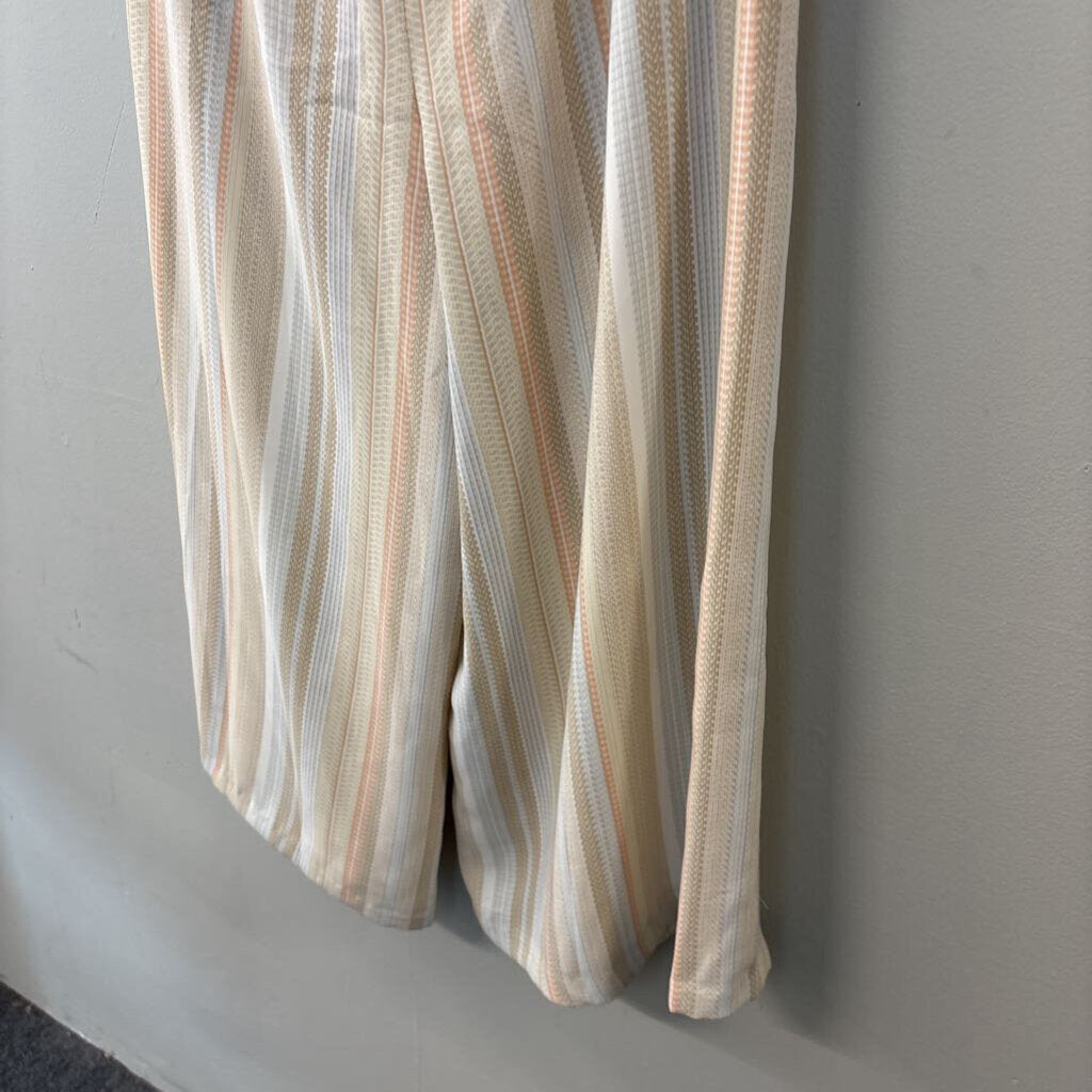 White House Black Market Cream/ Multi Striped Strapless Jumpsuit 6