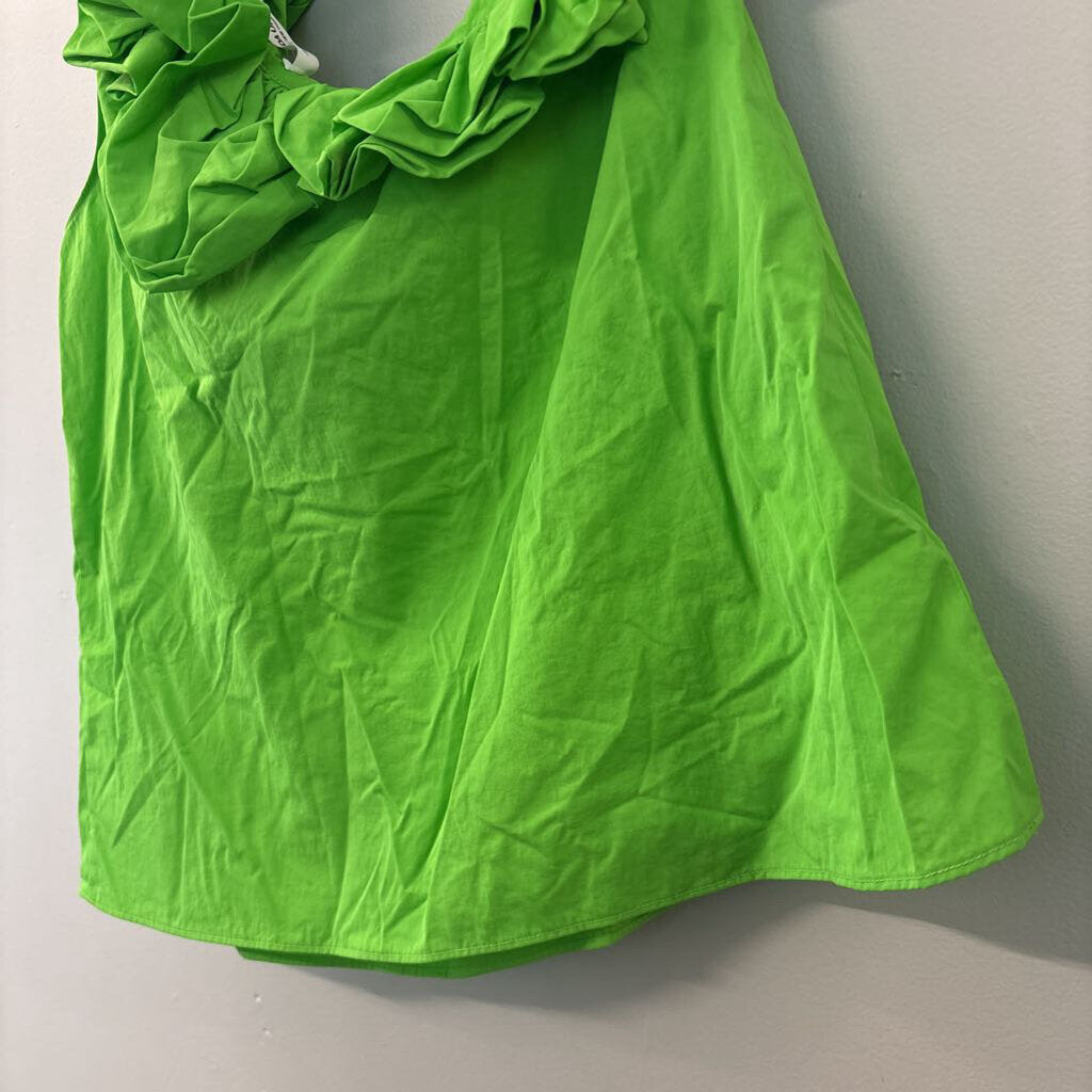 Amanda Uprichard Green Ruffle One Shoulder Top Large
