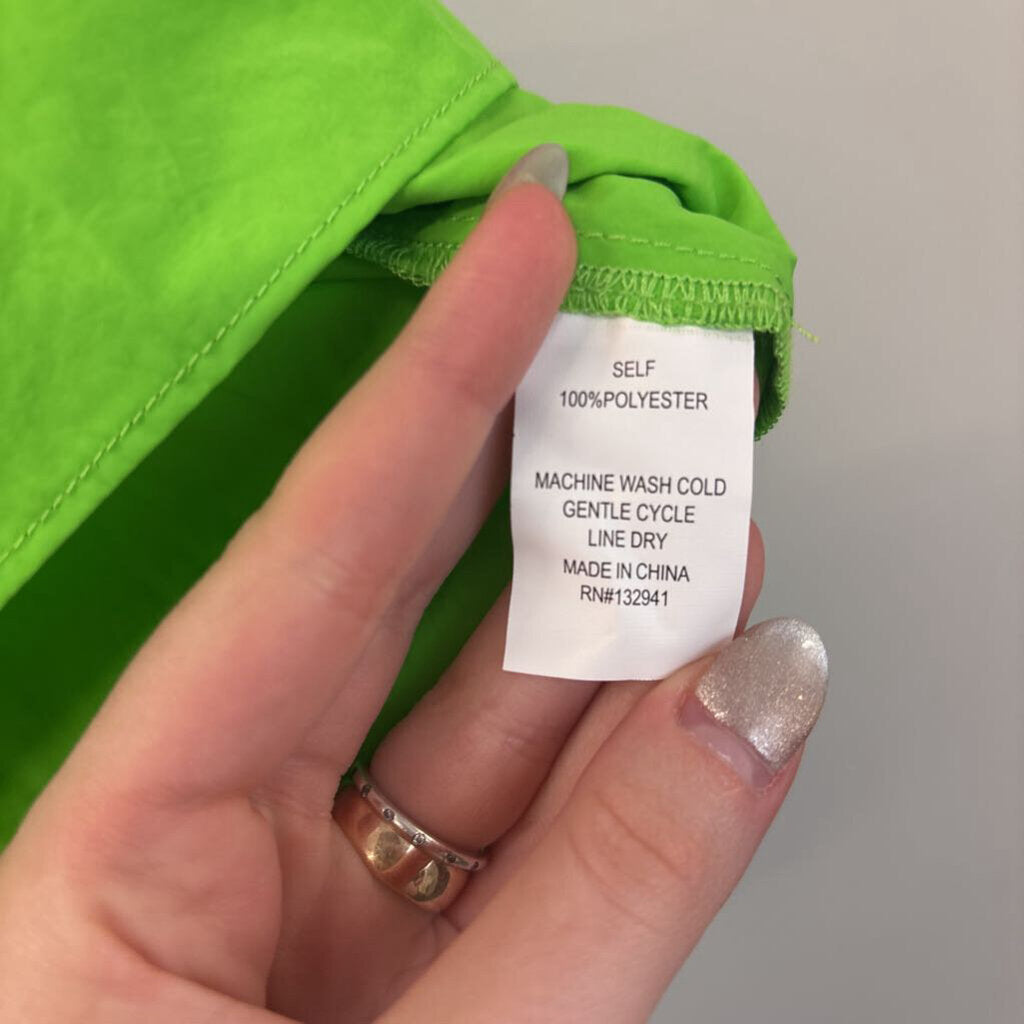 Amanda Uprichard Green Ruffle One Shoulder Top Large