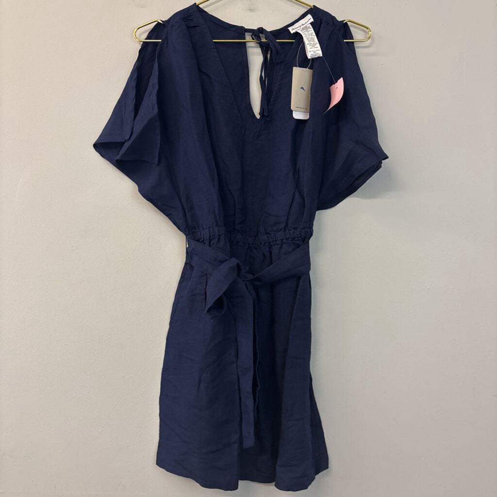 Tommy Bahama Navy Linen Short Sleeve Dress Medium