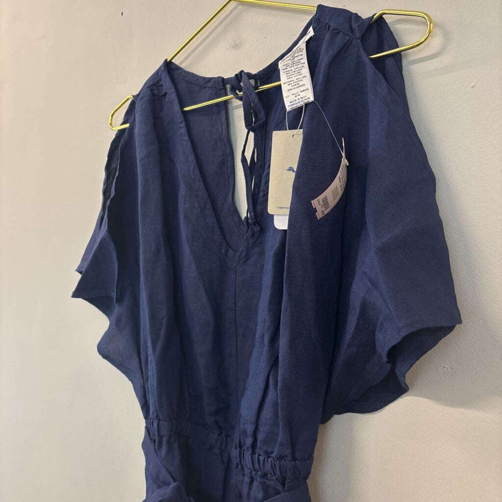 Tommy Bahama Navy Linen Short Sleeve Dress Medium