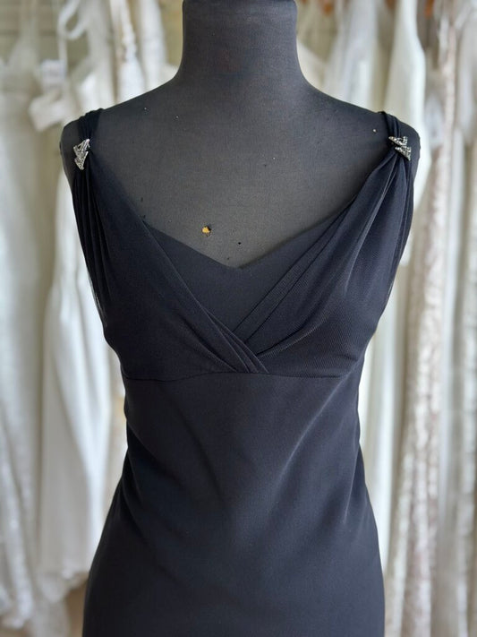 Evan Picone Black Embellished Strap Detail Midi Dress 10
