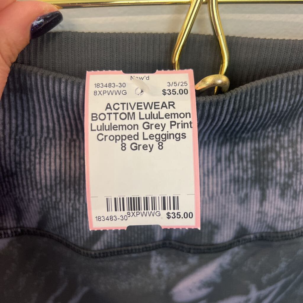 Lululemon Grey Print Cropped Leggings 8