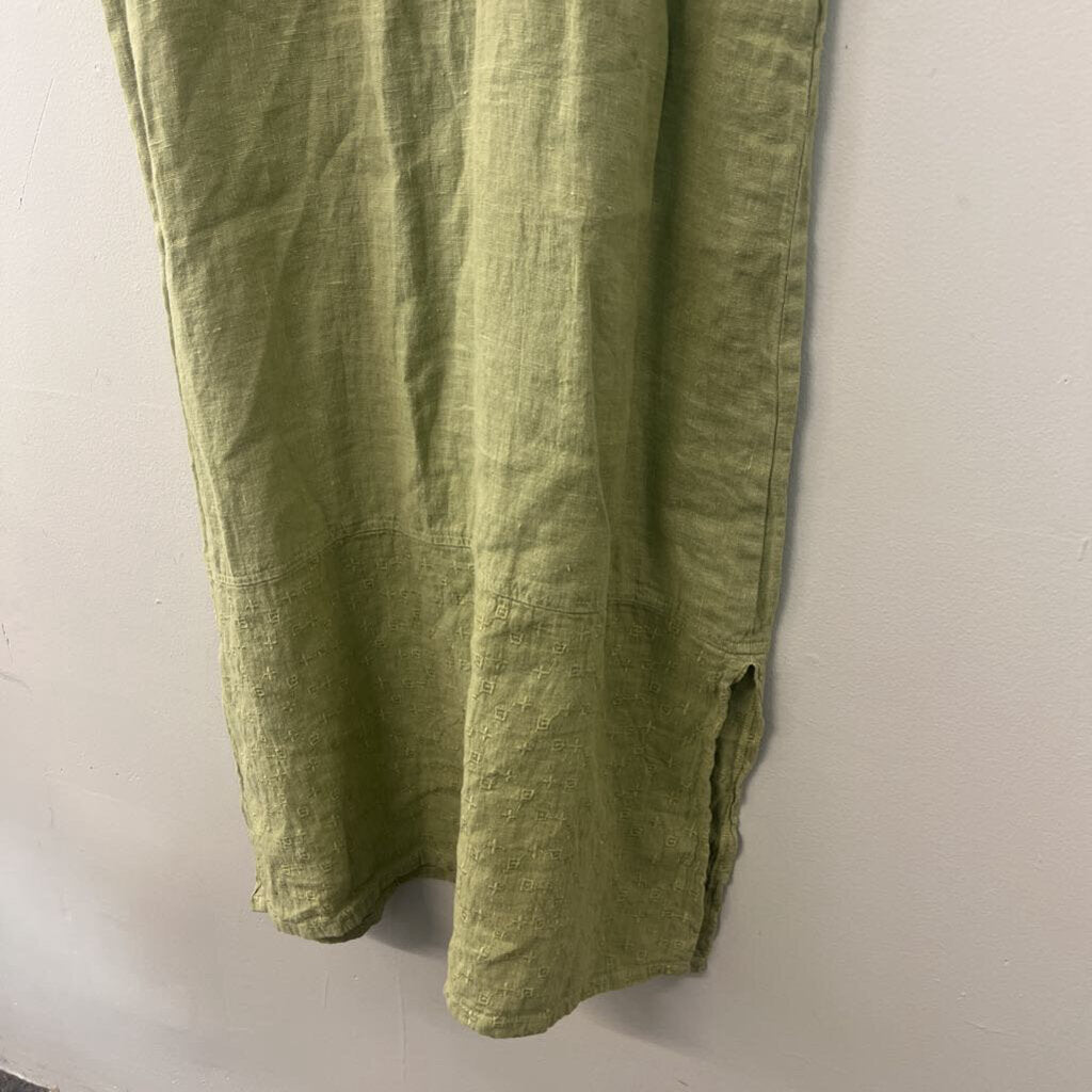 Aly Wear Green Linen Short Sleeve Maxi Dress Extra Small