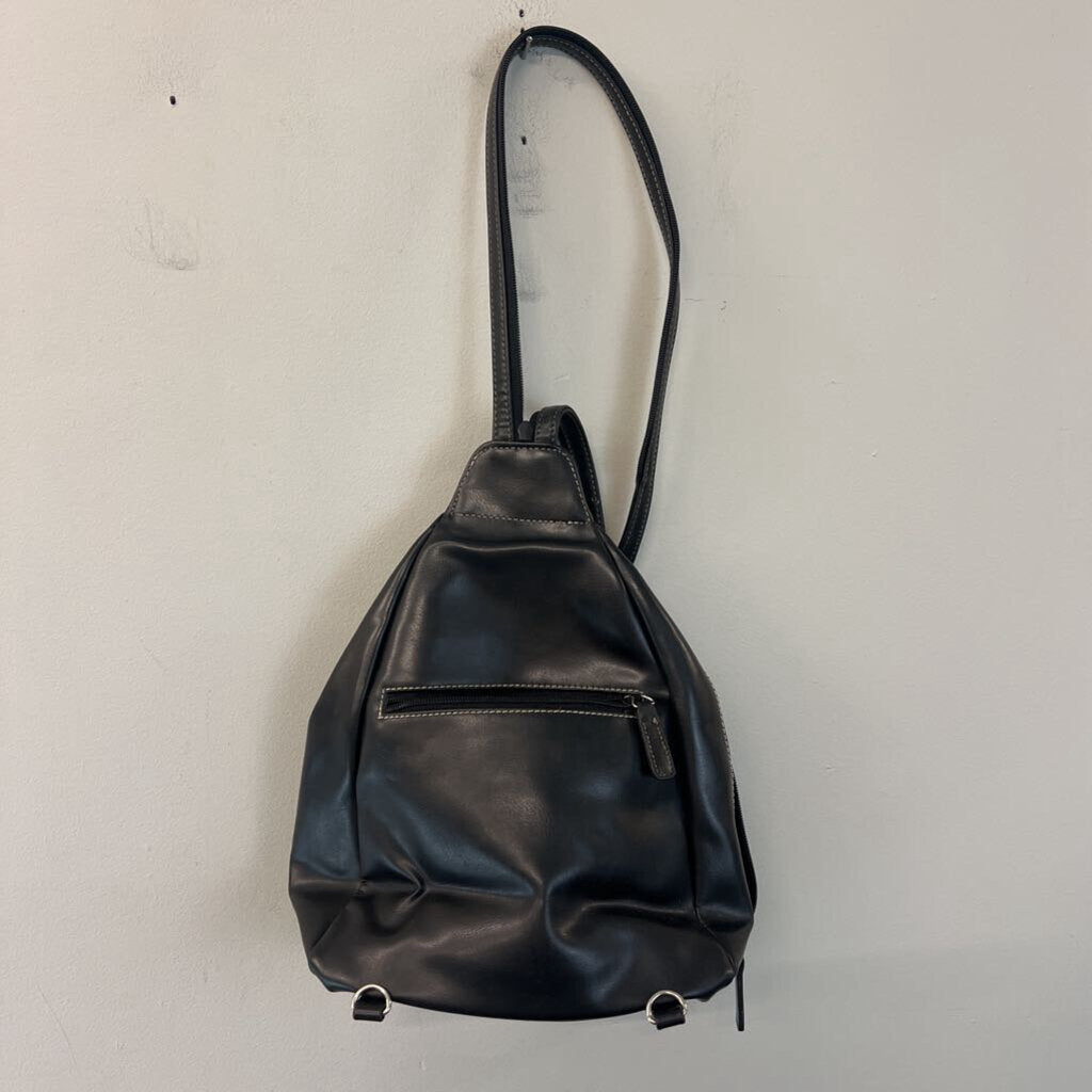 Nine West Black Leather Sling Backpack Purse