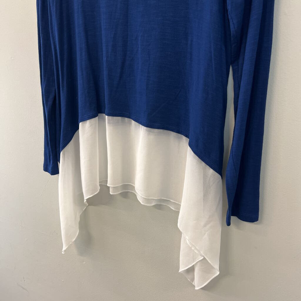 Signature Studio Blue/ White Layered Long Sleeve Top Extra Large