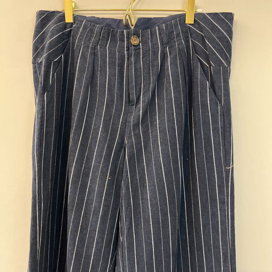 Free People Blue/ White Pin Striped Trouser Pants 12