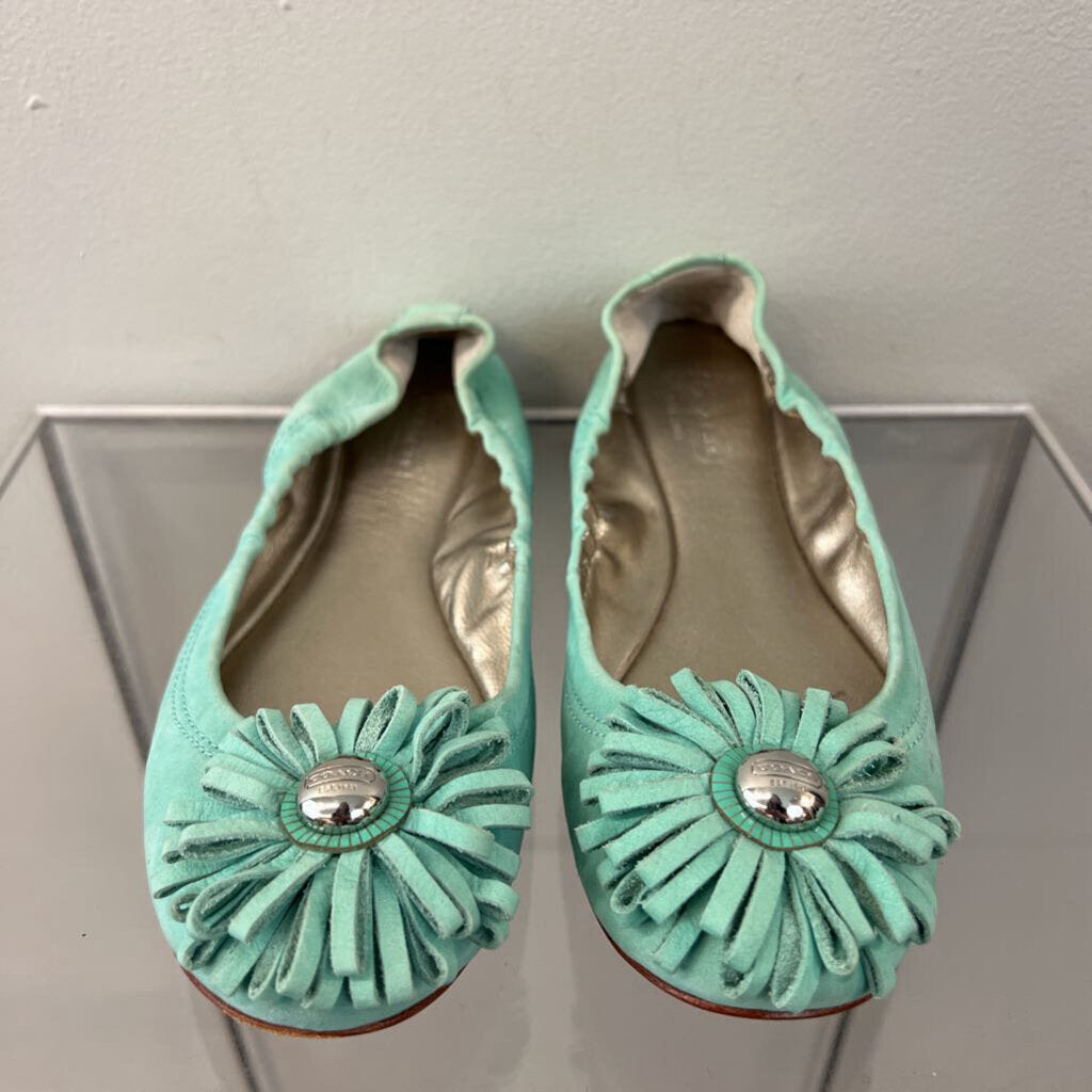 Coach Blue Ariza Flower Medallion Flats 7.5