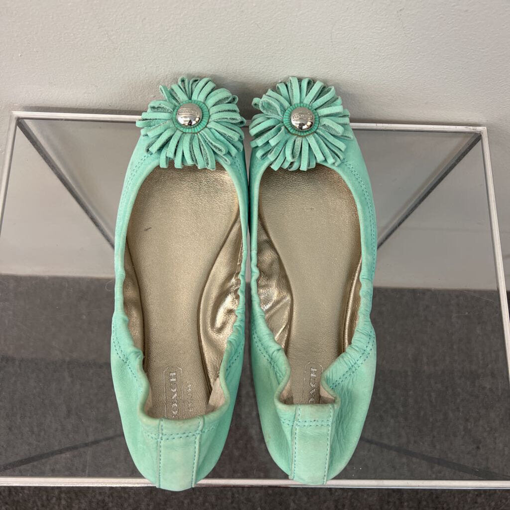 Coach Blue Ariza Flower Medallion Flats 7.5