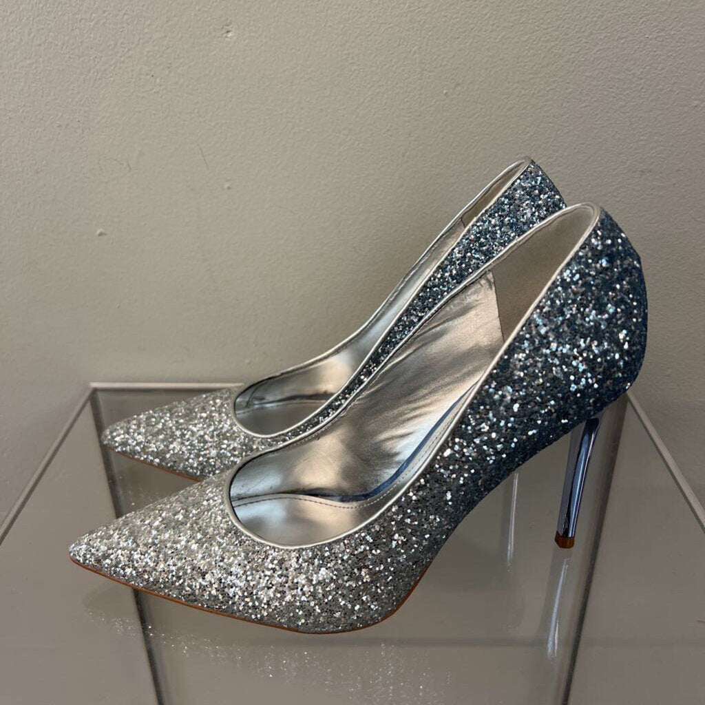 Nine West Silver Sparkle Pump Heels 8
