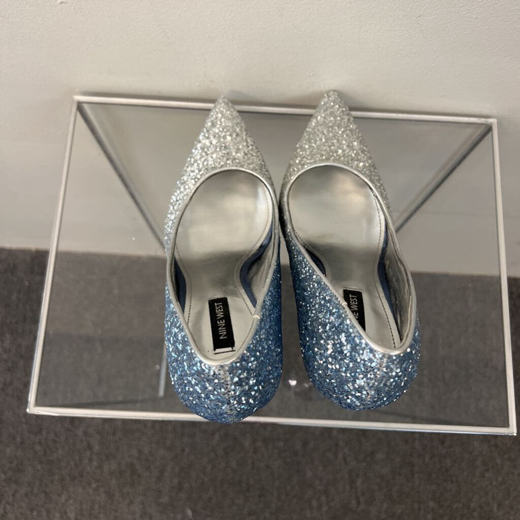 Nine West Silver Sparkle Pump Heels 8