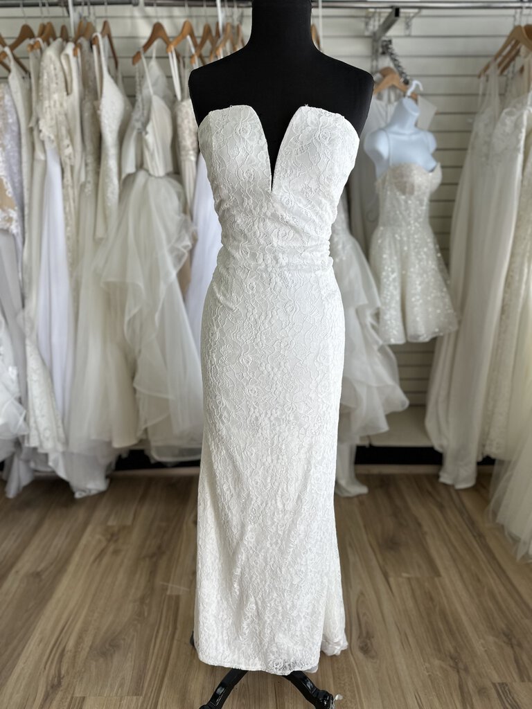 Lulus Ivory Lace Strapless Sheath XL