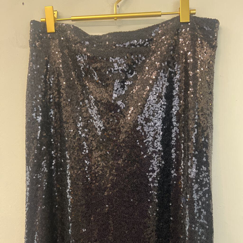 Black Sequin Maxi Skirt Large