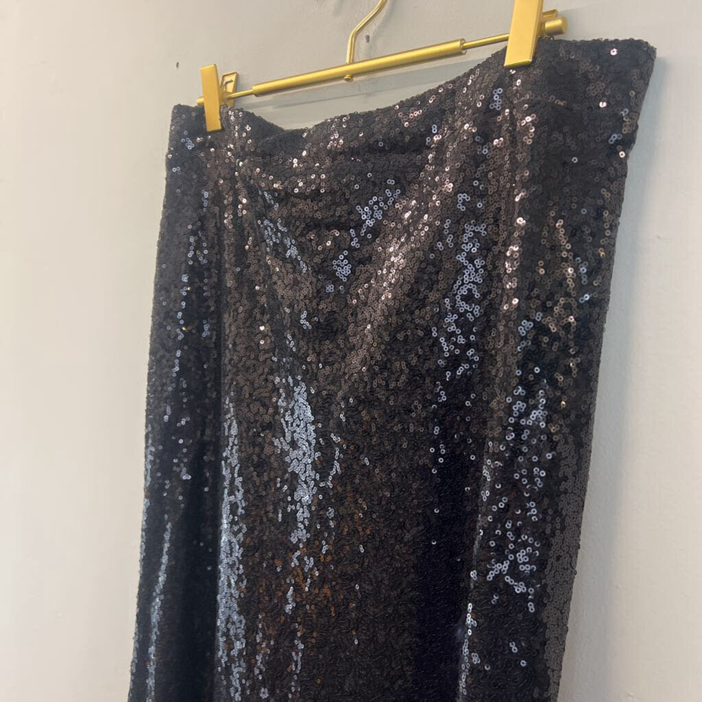 Black Sequin Maxi Skirt Large