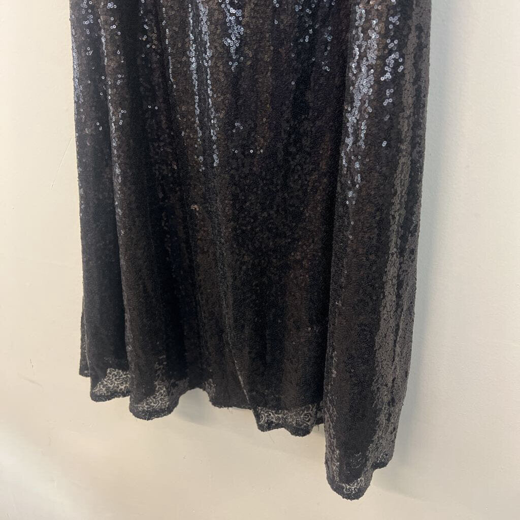 Black Sequin Maxi Skirt Large