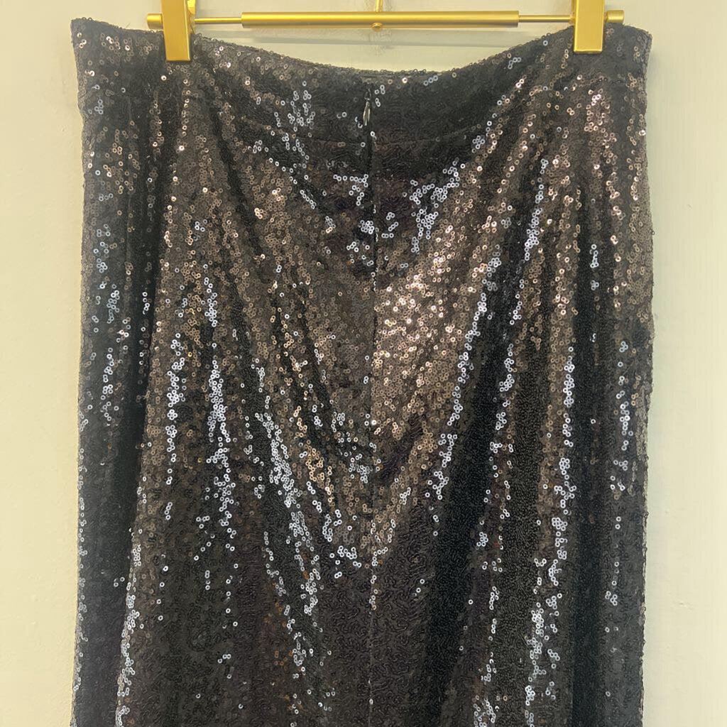 Black Sequin Maxi Skirt Large
