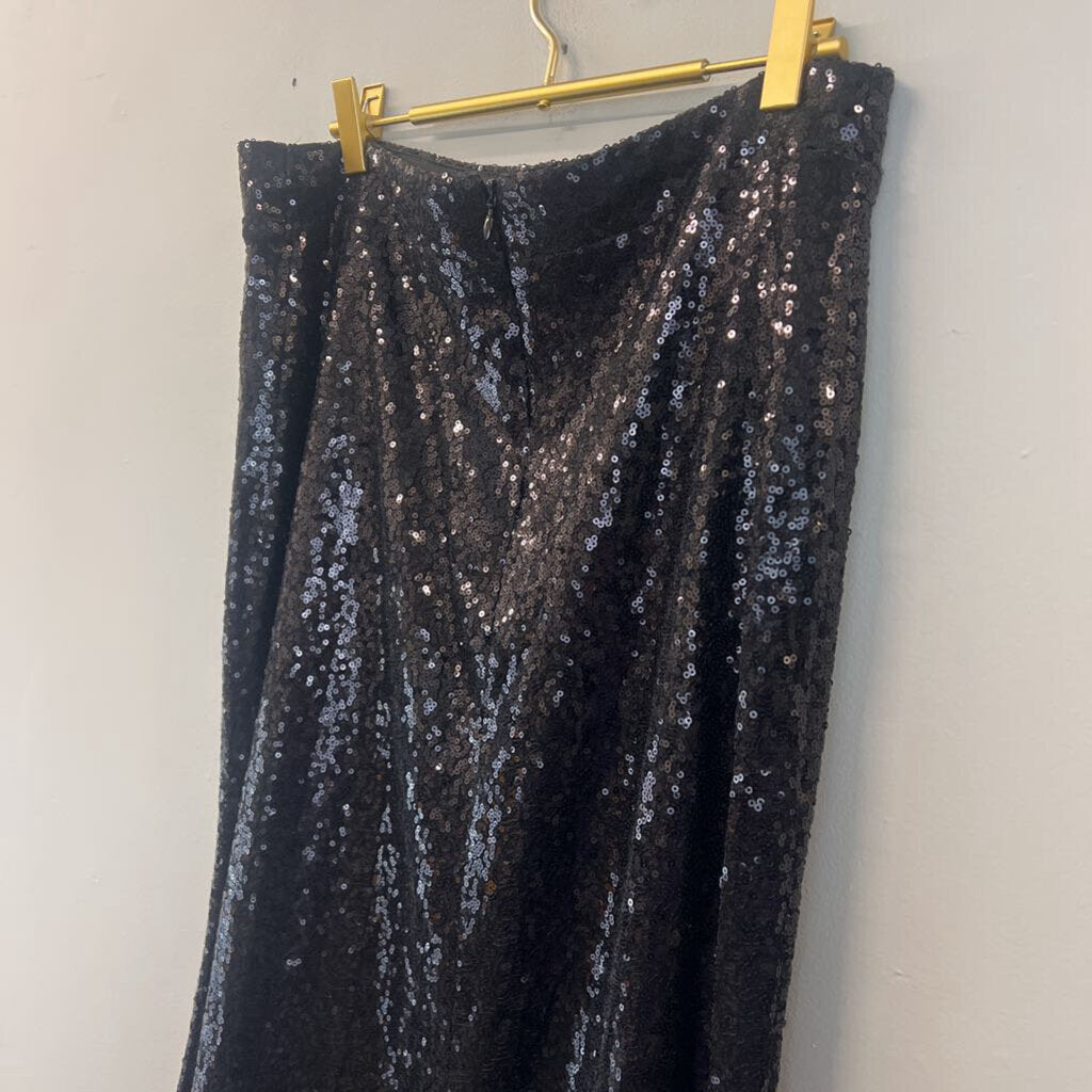 Black Sequin Maxi Skirt Large