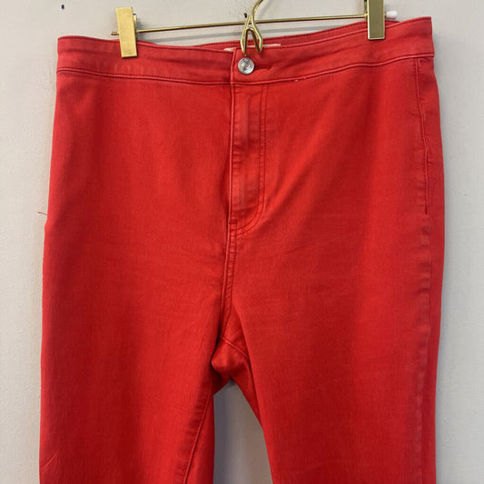 We The Free Bright Coral Denim Flare Leg Pants 30