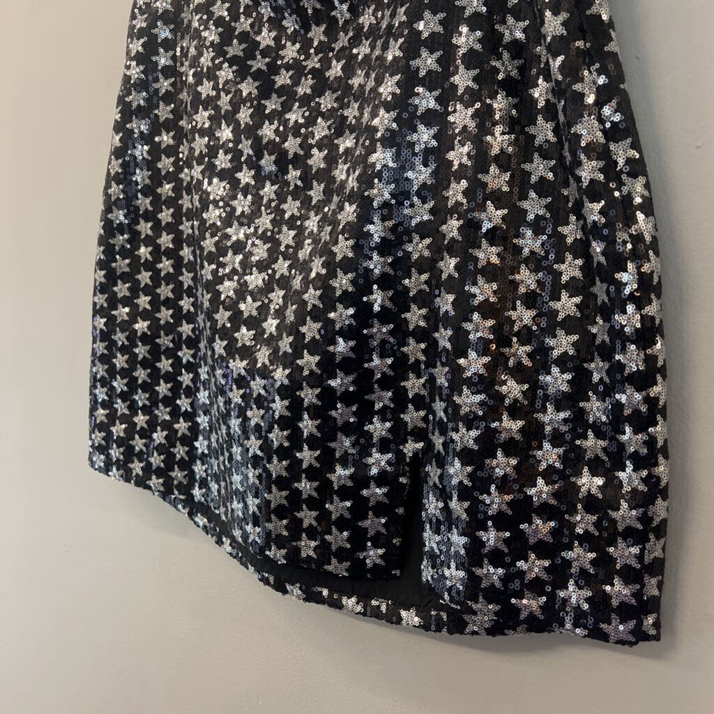 Altar'd State Black/ Silver Sequin Star Print Mini Skirt Large