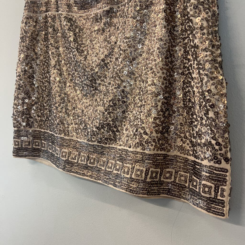 Express Gold Sequin Mini Skirt Medium
