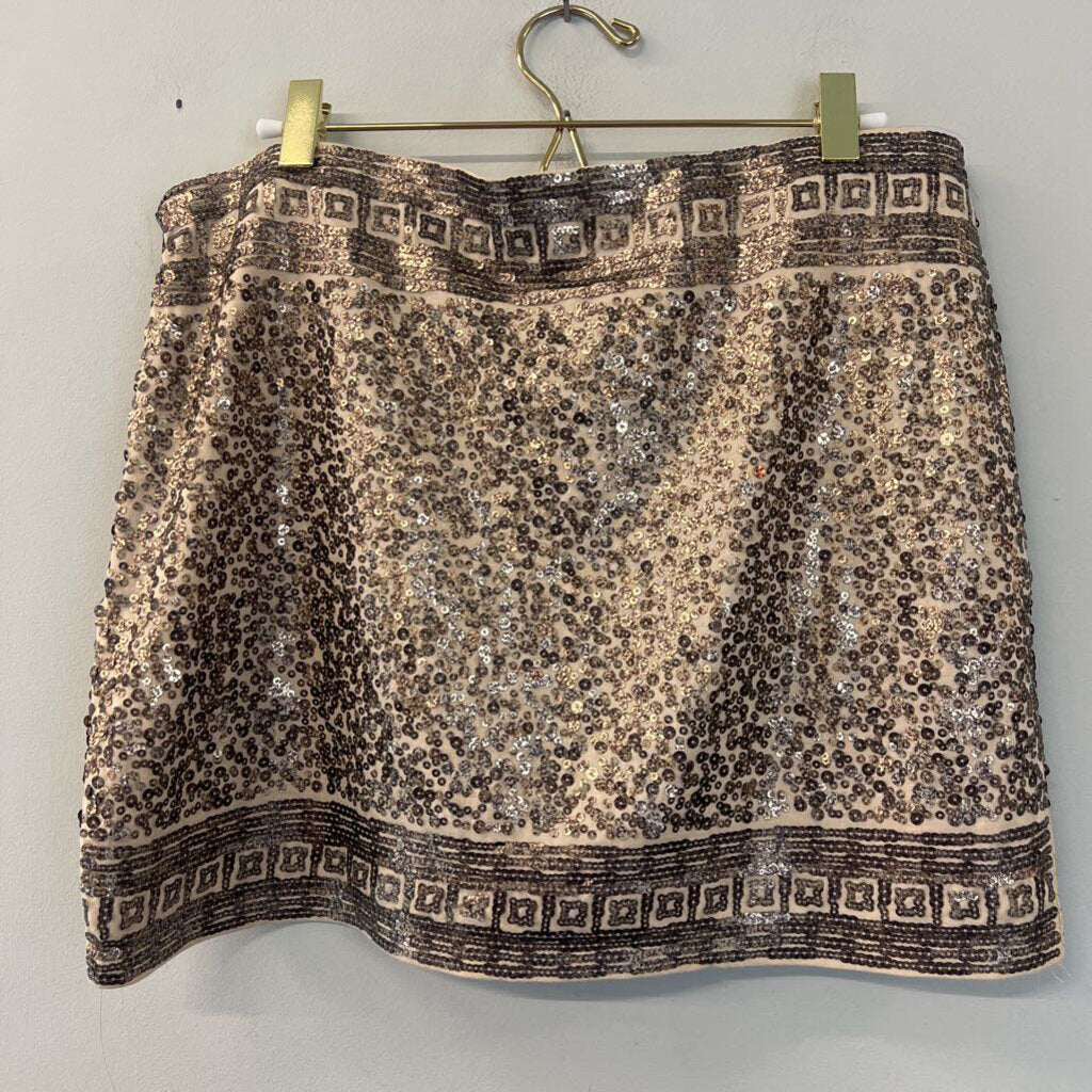 Express Gold Sequin Mini Skirt Medium
