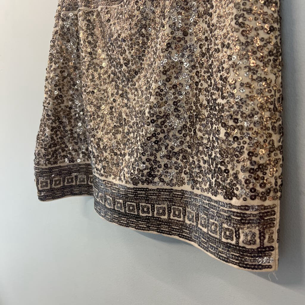 Express Gold Sequin Mini Skirt Medium