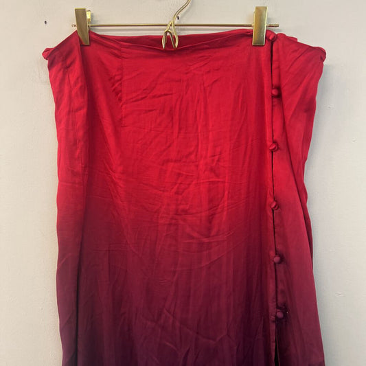 Chaser Red/ Purple Ombre Silky Midi Skirt Large